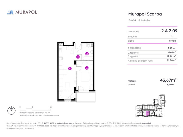 Mieszkanie w inwestycji Murapol Scarpa, symbol 2.A.2.09 » nportal.pl