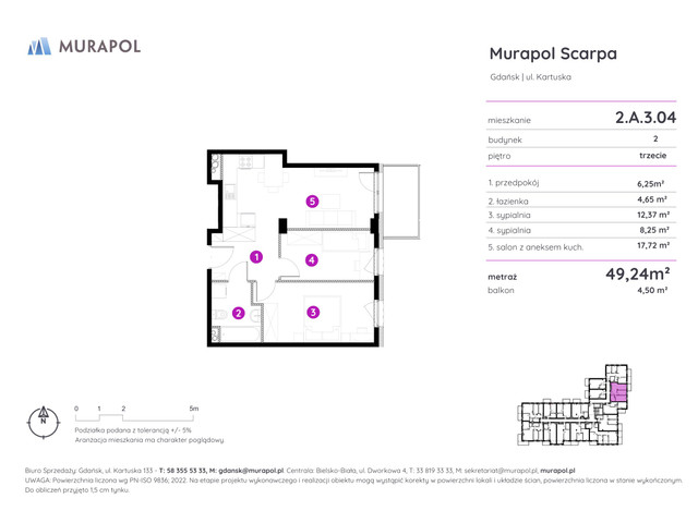 Mieszkanie w inwestycji Murapol Scarpa, symbol 2.A.3.04 » nportal.pl