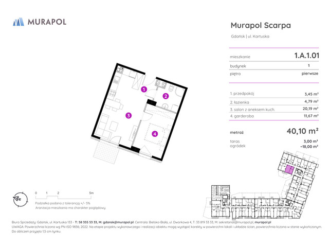 Mieszkanie w inwestycji Murapol Scarpa, symbol 1.A.1.01 » nportal.pl