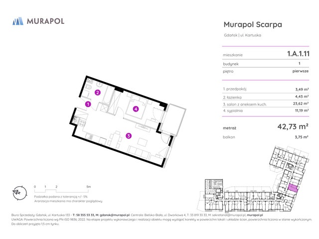 Mieszkanie w inwestycji Murapol Scarpa, symbol 1.A.1.11 » nportal.pl