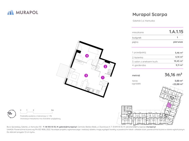 Mieszkanie w inwestycji Murapol Scarpa, symbol 1.A.1.15 » nportal.pl