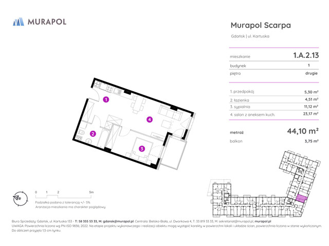 Mieszkanie w inwestycji Murapol Scarpa, symbol 1.A.2.13 » nportal.pl