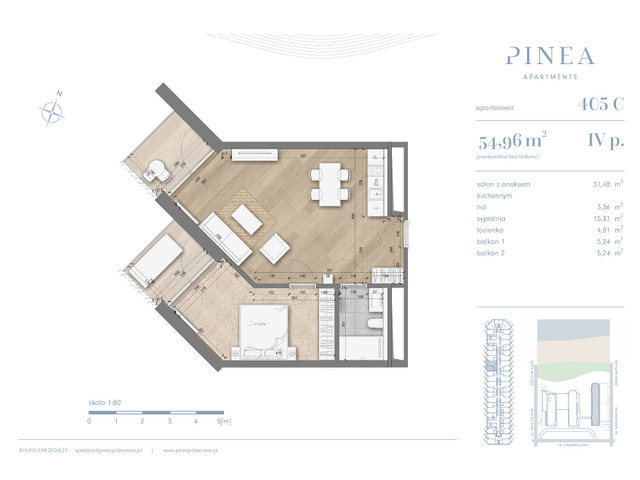Mieszkanie w inwestycji PINEA Apartments | Apartamenty tuż pr..., budynek Pinea / apartament przy plaży gotowy do odbioru, symbol 405 » nportal.pl