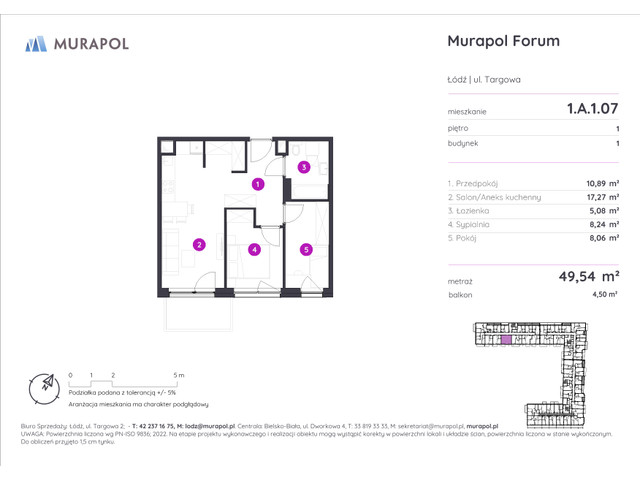 Mieszkanie w inwestycji Murapol Forum, symbol 1.A.1.07 » nportal.pl
