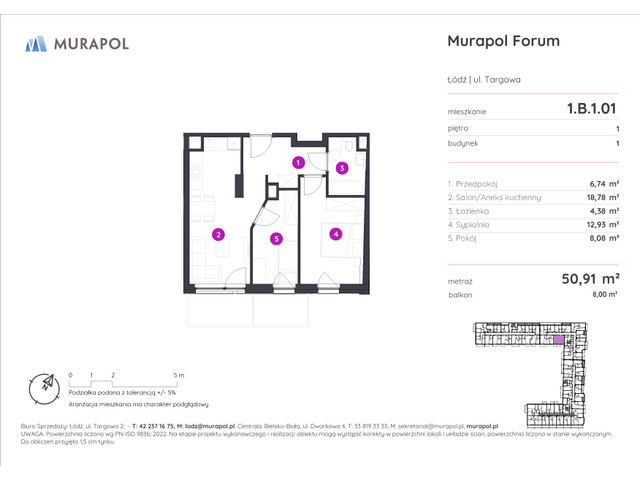 Mieszkanie w inwestycji Murapol Forum, symbol 1.B.1.01 » nportal.pl