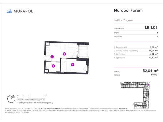 Mieszkanie w inwestycji Murapol Forum, symbol 1.B.1.08 » nportal.pl