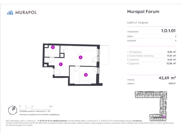 Mieszkanie w inwestycji Murapol Forum, symbol 1.D.1.01 » nportal.pl