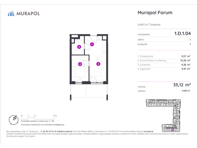 Mieszkanie w inwestycji Murapol Forum, symbol 1.D.1.04 » nportal.pl