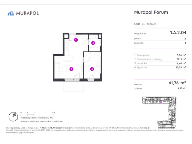 Mieszkanie w inwestycji Murapol Forum, symbol 1.A.2.04 » nportal.pl