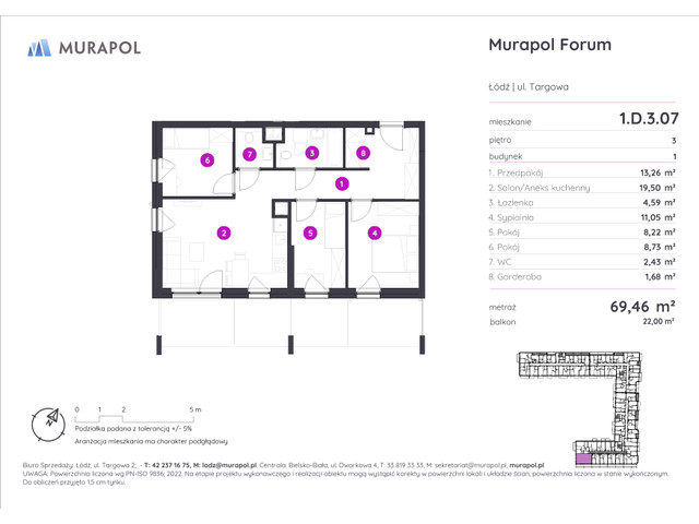 Mieszkanie w inwestycji Murapol Forum, symbol 1.D.3.07 » nportal.pl