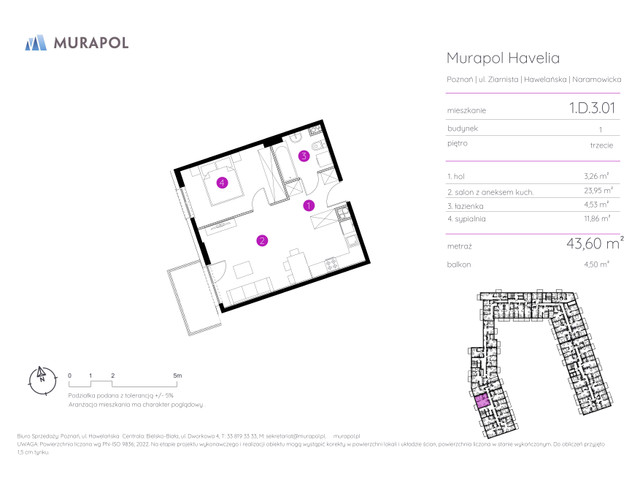Mieszkanie w inwestycji Murapol Havelia, symbol 1.D.3.01 » nportal.pl