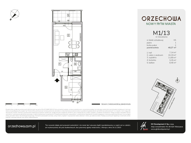 Mieszkanie w inwestycji Orzechowa, symbol M1/13 » nportal.pl
