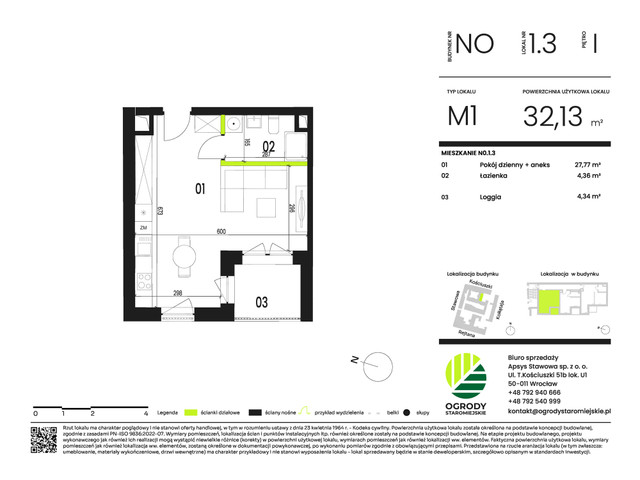 Mieszkanie w inwestycji Ogrody Staromiejskie, budynek Rezerwacja, symbol NO.1.3 » nportal.pl