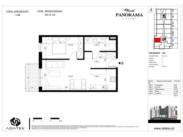 Mieszkanie w inwestycji Panorama 3 Stawy, symbol 1.B6 » nportal.pl
