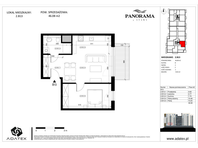 Mieszkanie w inwestycji Panorama 3 Stawy, symbol 2.B13 » nportal.pl