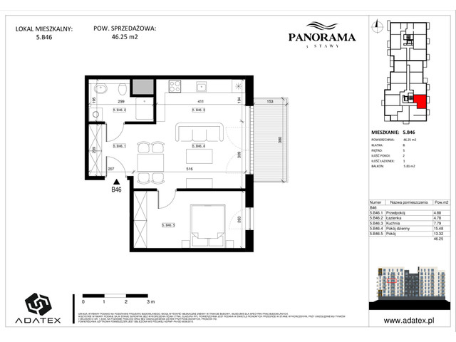 Mieszkanie w inwestycji Panorama 3 Stawy, symbol 5.B46 » nportal.pl