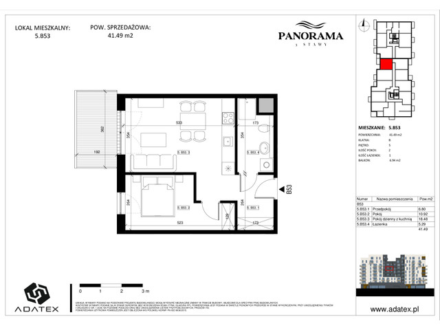 Mieszkanie w inwestycji Panorama 3 Stawy, symbol 5.B53 » nportal.pl