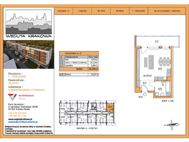 Mieszkanie w inwestycji Weduta Krakowa, symbol M35 » nportal.pl