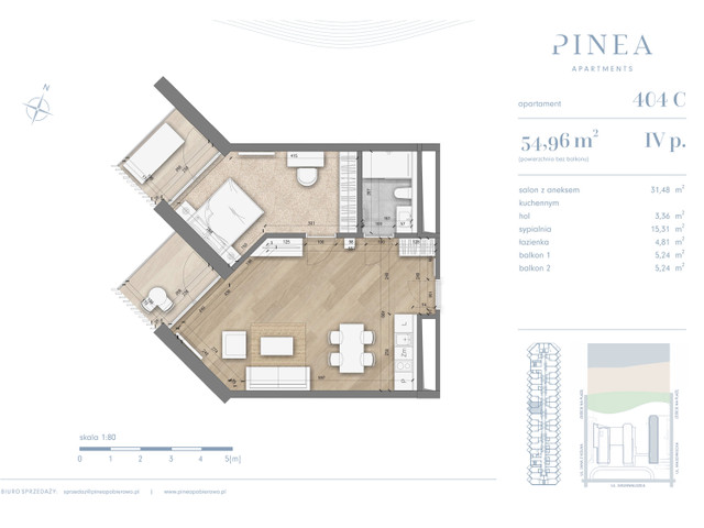 Mieszkanie w inwestycji PINEA Apartments | Apartamenty tuż pr..., budynek PINEA/ apartament tuż przy plaży, gotowy do odbioru, symbol 404 » nportal.pl