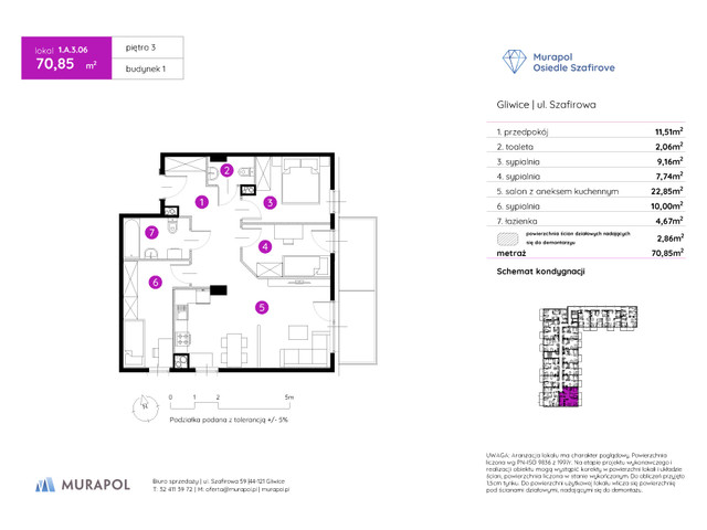 Mieszkanie w inwestycji Murapol Osiedle Szafirove, symbol 1.A.3.06 » nportal.pl