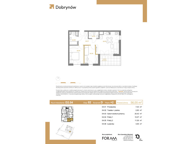 Mieszkanie w inwestycji DOBRYNÓW, symbol D2.04 » nportal.pl