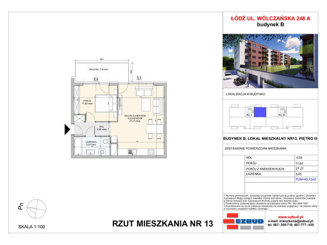 Mieszkanie w inwestycji Wólczańska 248 Budynek B, symbol 13 » nportal.pl