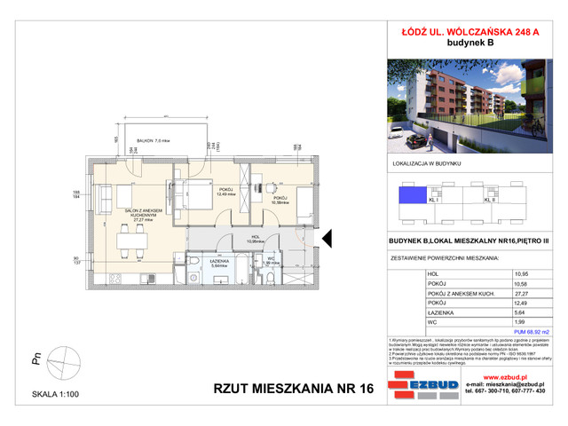 Mieszkanie w inwestycji Wólczańska 248 Budynek B, symbol 16 » nportal.pl
