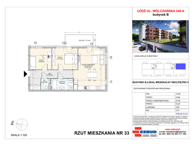 Mieszkanie w inwestycji Wólczańska 248 Budynek B, symbol 33 » nportal.pl