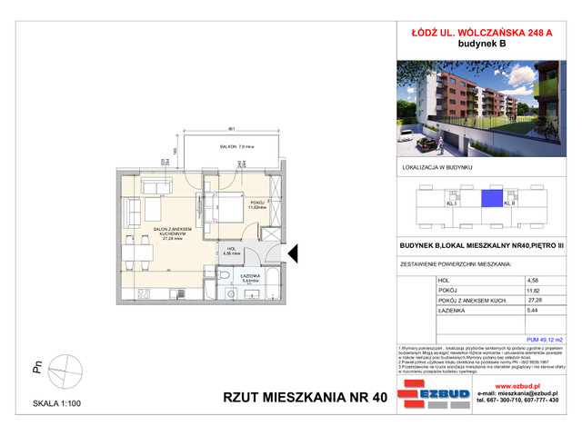 Mieszkanie w inwestycji Wólczańska 248 Budynek B, symbol 40 » nportal.pl