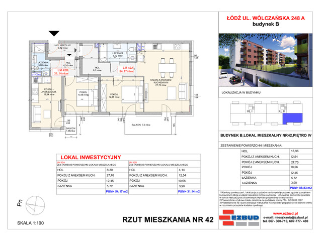 Mieszkanie w inwestycji Wólczańska 248 Budynek B, symbol 42 » nportal.pl