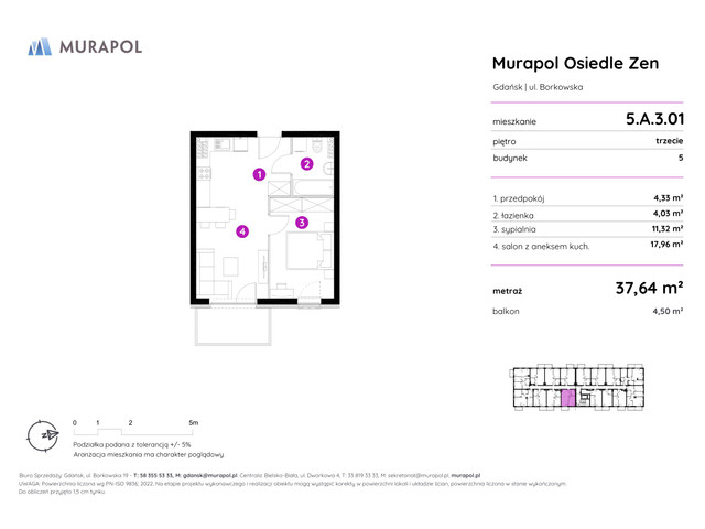 Mieszkanie w inwestycji Murapol Osiedle Zen, symbol 5.A.3.01 » nportal.pl