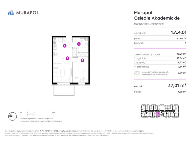 Mieszkanie w inwestycji Murapol Osiedle Akademickie, symbol 1.A.4.01 » nportal.pl