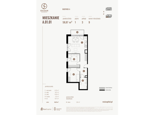 Mieszkanie w inwestycji OCEAN APARTMENTS, symbol A.01.01 » nportal.pl