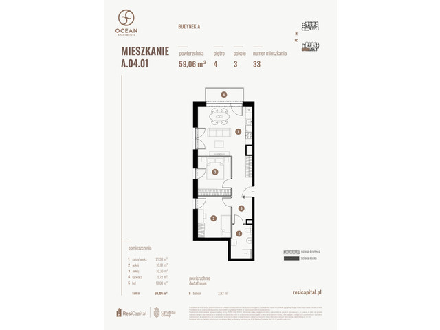 Mieszkanie w inwestycji OCEAN APARTMENTS, budynek Rezerwacja, symbol A.04.01 » nportal.pl