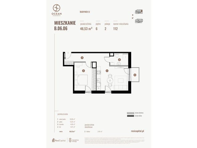 Mieszkanie w inwestycji OCEAN APARTMENTS, budynek Rezerwacja, symbol B.06.06 » nportal.pl