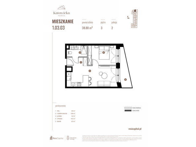 Mieszkanie w inwestycji KATOWICKA RESIDENCE, budynek Rezerwacja, symbol 1.03.03 » nportal.pl