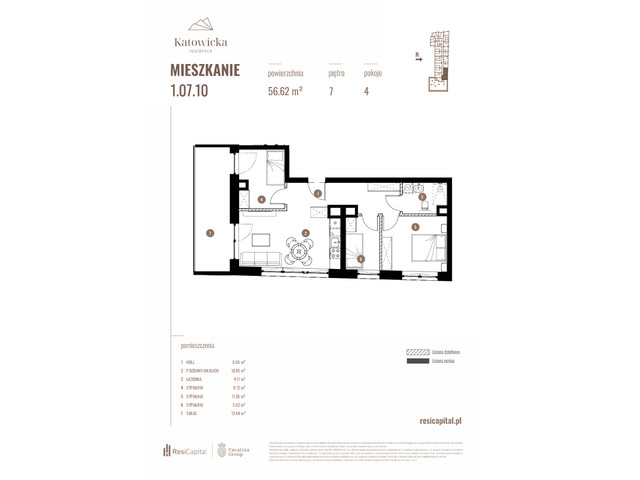 Mieszkanie w inwestycji KATOWICKA RESIDENCE, symbol 1.07.10 » nportal.pl