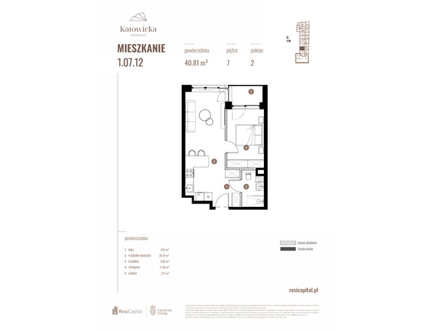 Mieszkanie w inwestycji KATOWICKA RESIDENCE, symbol 1.07.12 » nportal.pl