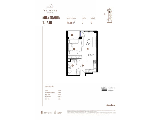 Mieszkanie w inwestycji KATOWICKA RESIDENCE, symbol 1.07.16 » nportal.pl