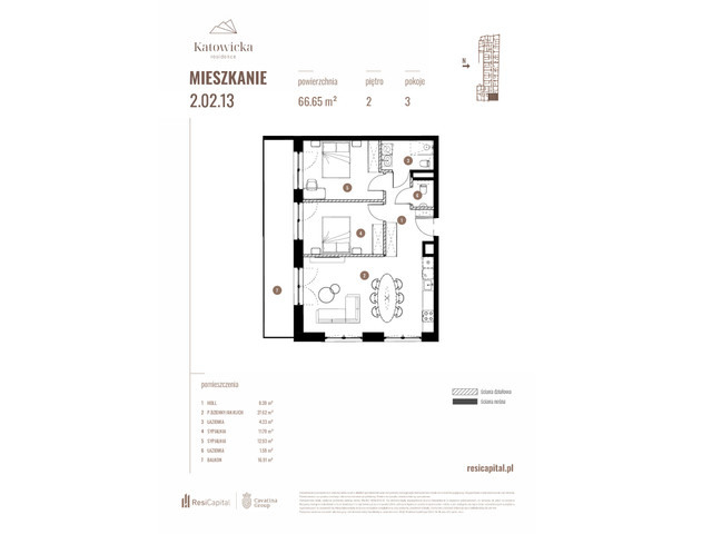 Mieszkanie w inwestycji KATOWICKA RESIDENCE, symbol 2.02.13 » nportal.pl