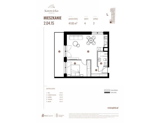 Mieszkanie w inwestycji KATOWICKA RESIDENCE, symbol 2.04.15 » nportal.pl