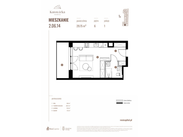 Mieszkanie w inwestycji KATOWICKA RESIDENCE, budynek Rezerwacja, symbol 2.06.14 » nportal.pl