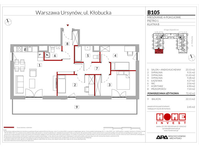 Mieszkanie w inwestycji Enklawa Ursynów, symbol B105 » nportal.pl