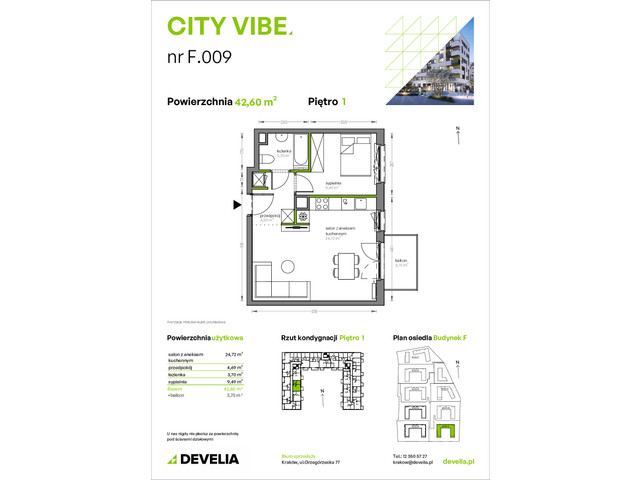 Mieszkanie w inwestycji City Vibe - budynek River View, symbol F.009 » nportal.pl