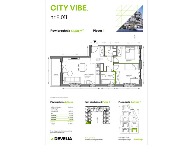 Mieszkanie w inwestycji City Vibe - budynek River View, symbol F.011 » nportal.pl