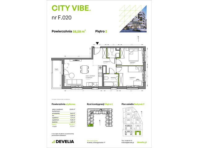 Mieszkanie w inwestycji City Vibe - budynek River View, symbol F.020 » nportal.pl