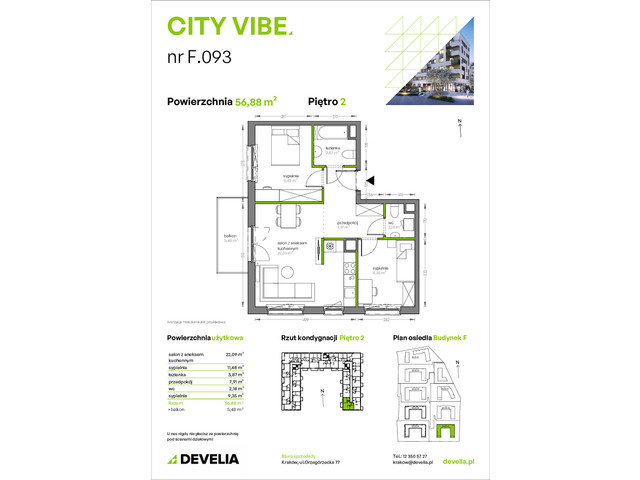 Mieszkanie w inwestycji City Vibe - budynek River View, symbol F.093 » nportal.pl