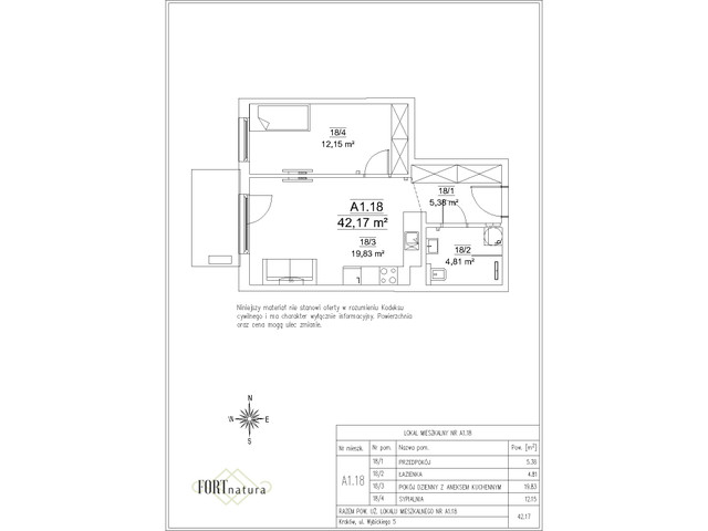 Mieszkanie w inwestycji Fort Natura Etap II, symbol A1.18 » nportal.pl