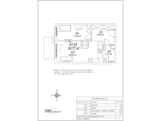 Mieszkanie w inwestycji Fort Natura Etap II, symbol A1.43 » nportal.pl