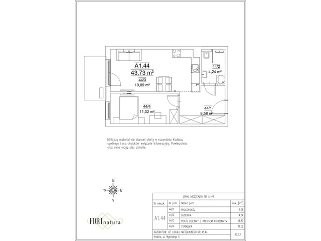 Mieszkanie w inwestycji Fort Natura Etap II, symbol A1.44 » nportal.pl